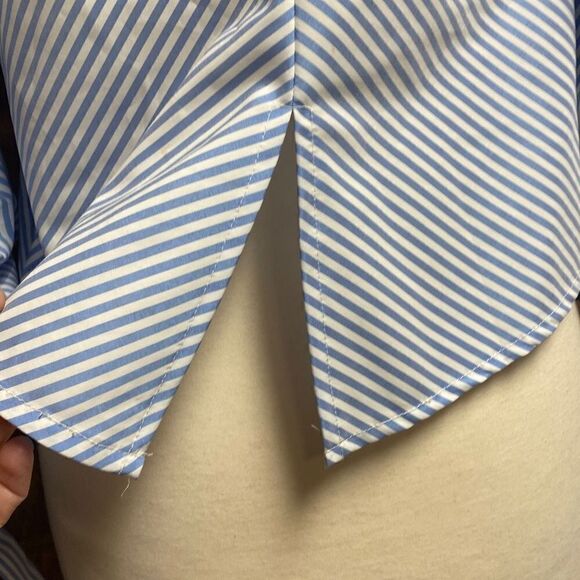 Blue & White Stripe Off The Shoulder Puff Sleeve Top Size Medium - Picture 6 of 6